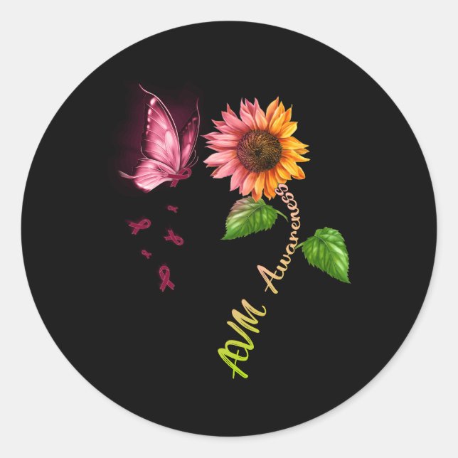 Butterfly-Avm-Bewusstsein Runder Aufkleber (Vorderseite)