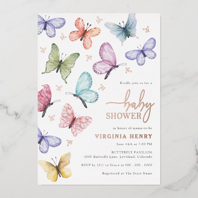 Butterfly Baby Dusche Einladung (Vorderseite)