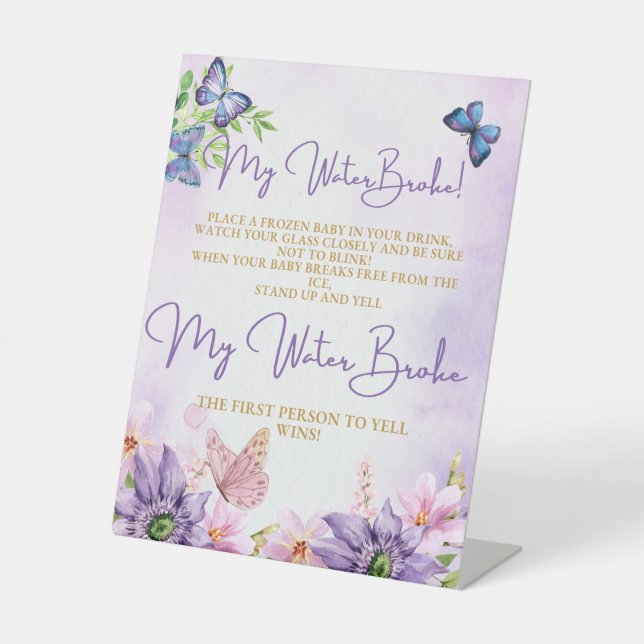 Butterfly Baby Dusche Es ist ein Mädchen-Fußball-S Sockelschild (Vorderseite)
