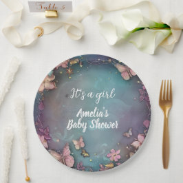 Butterfly Baby Dusche Lila Pappteller