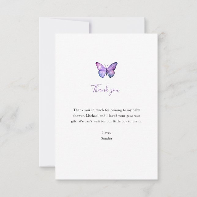 Butterfly Baby Dusche Vielen Dank Minimalistisch S Dankeskarte (Vorderseite)