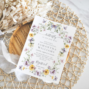 Butterfly Baby Dusche Wildblume Einladung