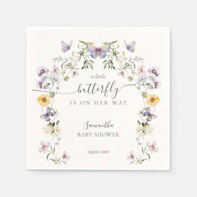 Butterfly Baby Dusche Wildblume Serviette (Vorderseite)