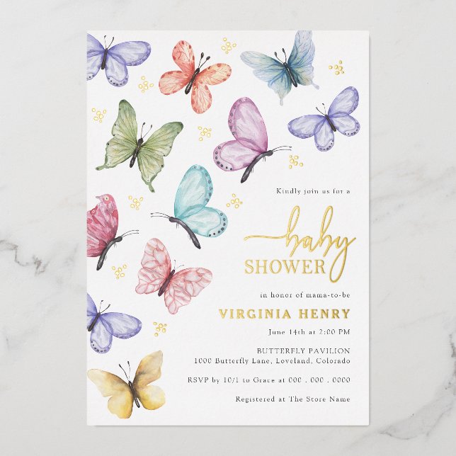 Butterfly Baby Folieneinladung (Vorderseite)