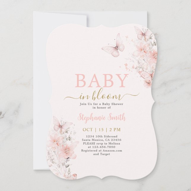 Butterfly Baby in Bloom Baby Shower Girl Einladung (Vorderseite)