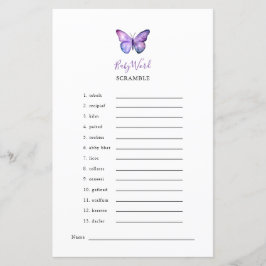 Butterfly Baby Shooter Word Scramble Game Party
