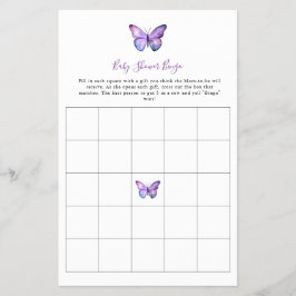 Butterfly Baby Shower Bingo Game Elegantes Skript Flyer