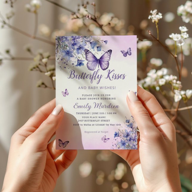 Butterfly Baby Shower Boho Lila Floral Girl Einladung (Von Creator hochgeladen)