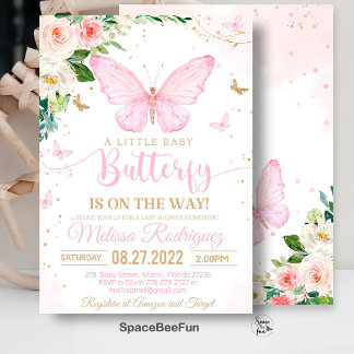 Butterfly Baby Shower Einladung Mädchen Einladung