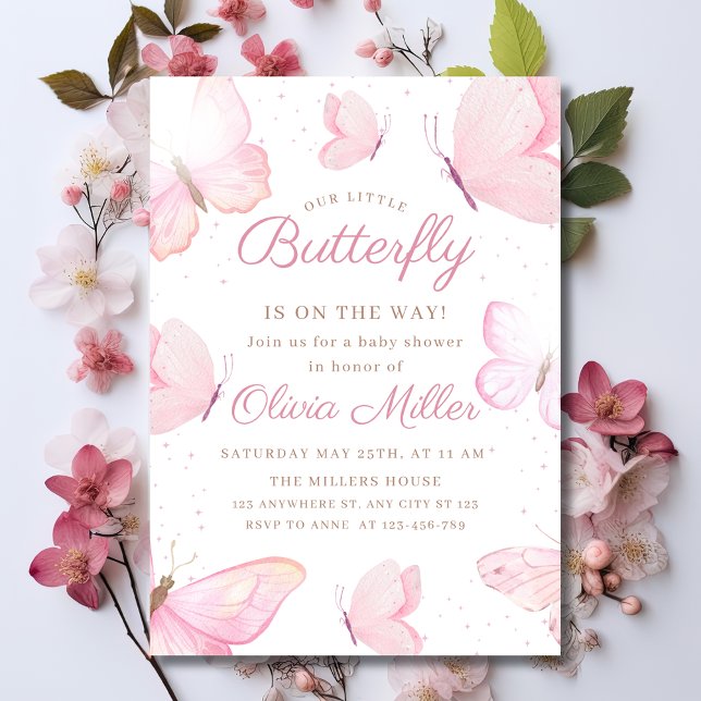 Butterfly Baby Shower Einladung, Pink Baby Girl Einladung (Von Creator hochgeladen)
