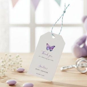 Butterfly Baby Shower Elegant Danke, Script Geschenkanhänger