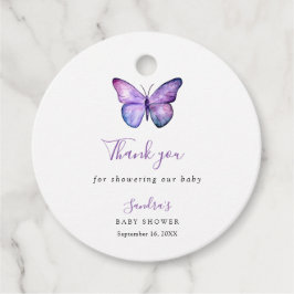 Butterfly Baby Shower Elegant Danke, Script Geschenkanhänger