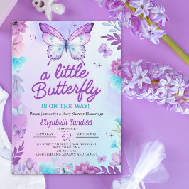 Butterfly Baby Shower for Girl | Pink & purple Einladung