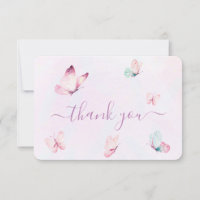 Butterfly Baby Shower Girl Flat Danke Karte