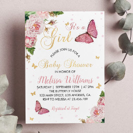 Butterfly Baby Shower Invasion Baby Girl Einladung