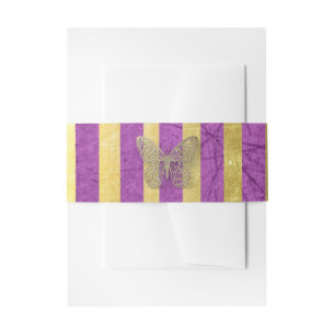 Butterfly-Band lila und Gold Einladungsbanderole