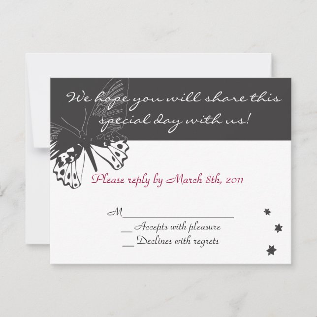 Butterfly Bat mitzvah Einladung Reaktion (Vorderseite)