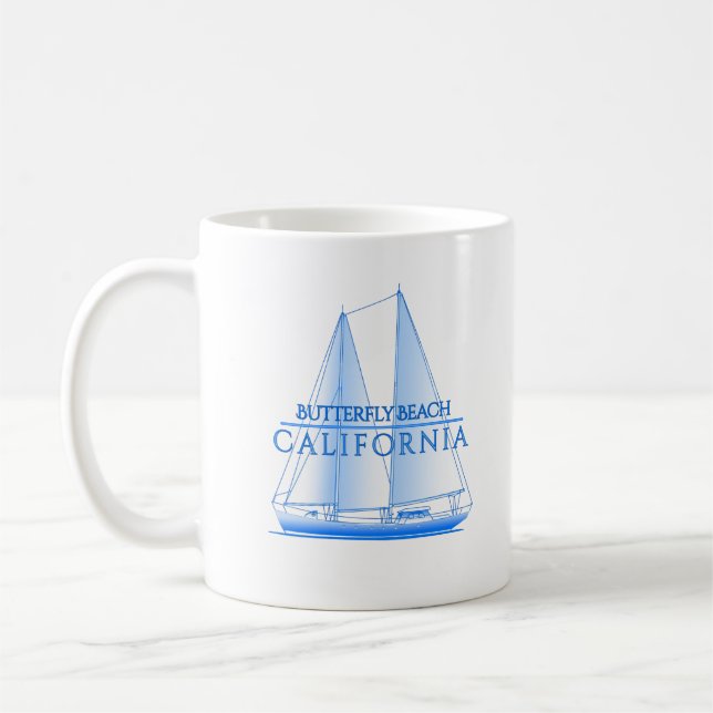 Butterfly Beach Coastal Nautical Sailing Kaffeetasse (Links)