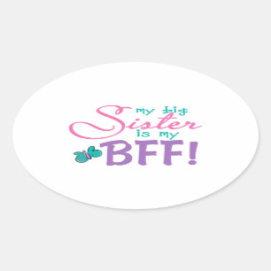 Butterfly Big Sister BESTE FREUNDIN Ovaler Aufkleber