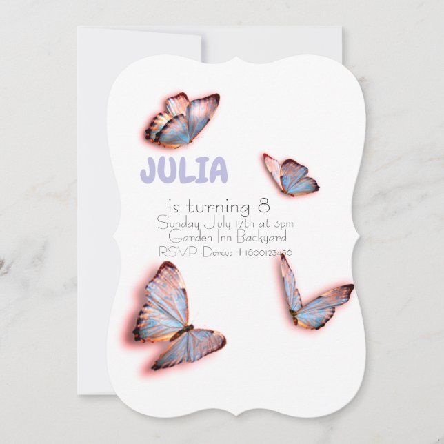 Butterfly Birthday Einladung (Vorderseite)