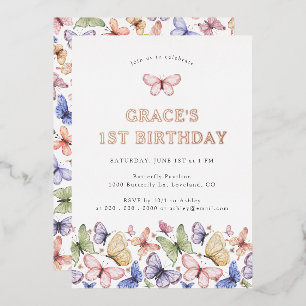Butterfly Birthday Folieneinladung