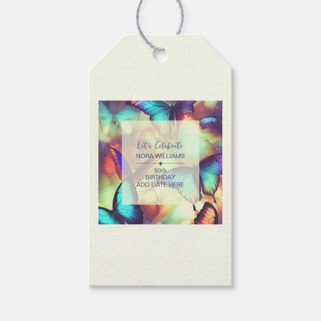 Butterfly Birthday Geschenkanhänger (Vorderseite)