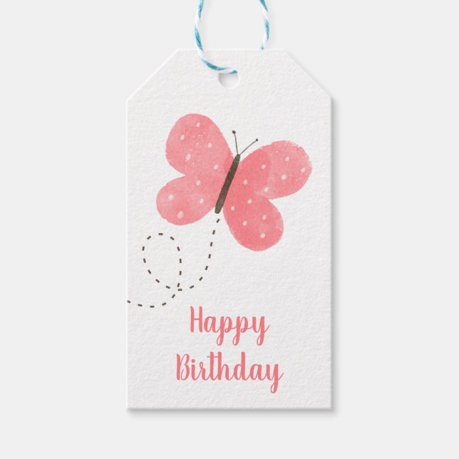 Butterfly Birthday Gift Tag Geschenkanhänger (Vorderseite)