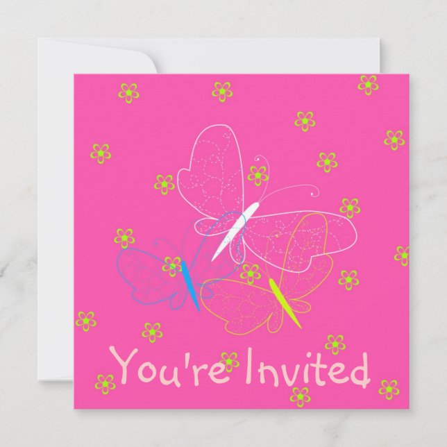 Butterfly Birthday Girl Einladung (Vorderseite)