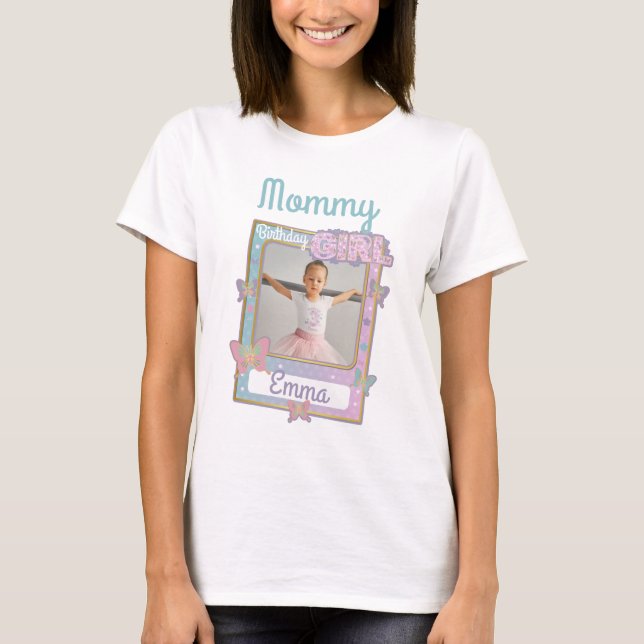 Butterfly Birthday Girl Mama Foto Rahmen Shirt (Vorderseite)