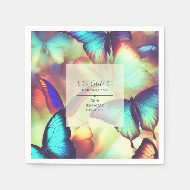 Butterfly Birthday Paper Serviette (Vorderseite)