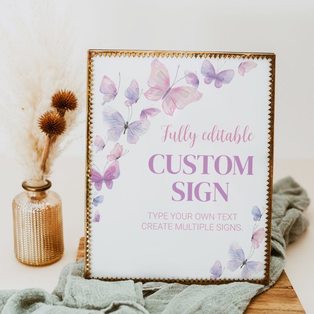 Butterfly Birthday Party Table Sign Poster (Von Creator hochgeladen)