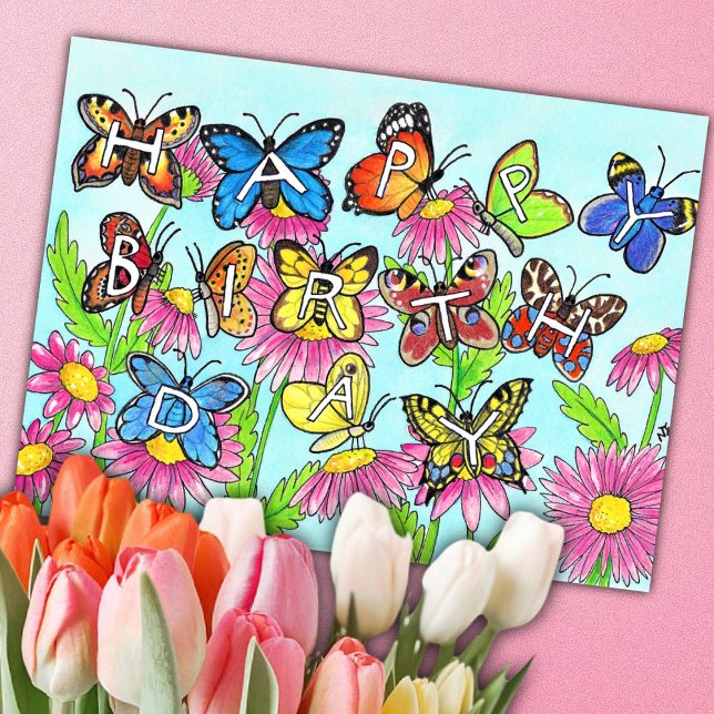 Butterfly Birthday Postkarte (Von Creator hochgeladen)