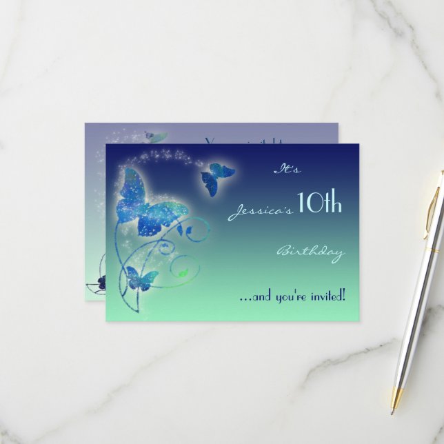 Butterfly Birthday RSVP-Karte RSVP Karte (Vorderseite/Rückseite Beispiel)