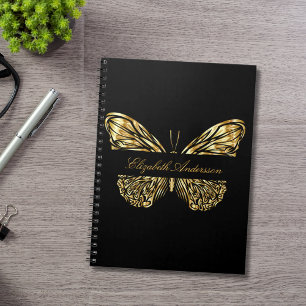 Butterfly Black Gold Notizblock