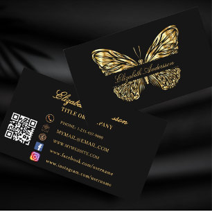 Butterfly Black Gold QR-Code für soziale Medien Visitenkarte