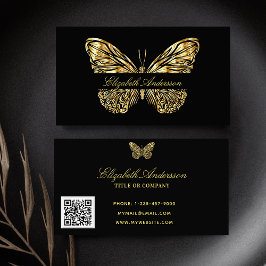Butterfly Black Gold QR-Code Visitenkarte
