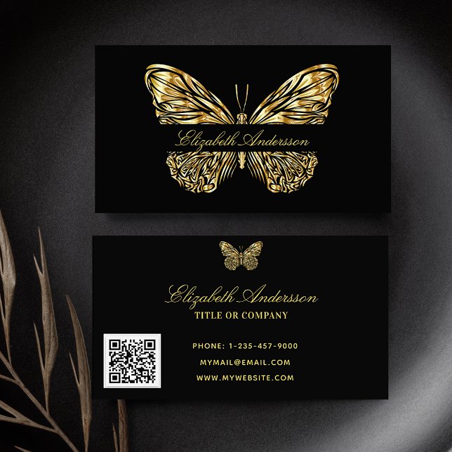 Butterfly Black Gold QR-Code Visitenkarte (Von Creator hochgeladen)