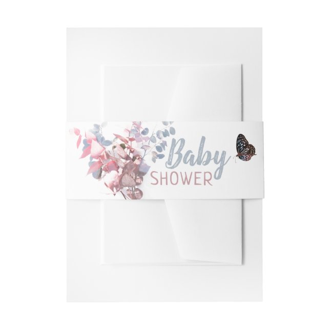 Butterfly-Blätter, elegante Babydusche Einladungsbanderole (Vorderseite Beispiel)