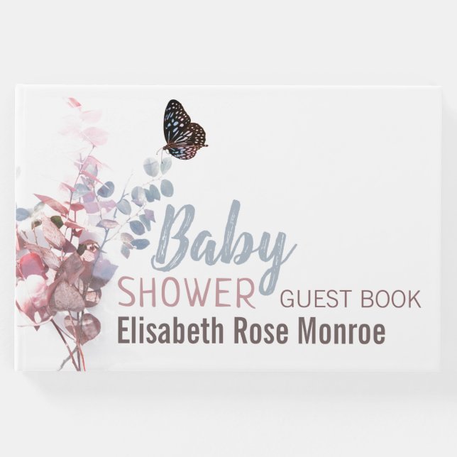 Butterfly-Blätter, elegante Babydusche Gästebuch (Vorderseite)