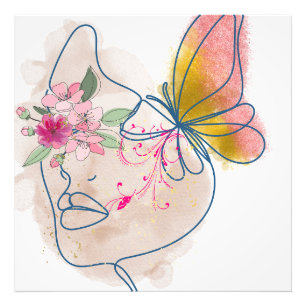 Butterfly Bloom - Abstrakte Blumengesichtskunst" Fotodruck