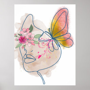 Butterfly Bloom - Abstrakte Blumengesichtskunst" Poster