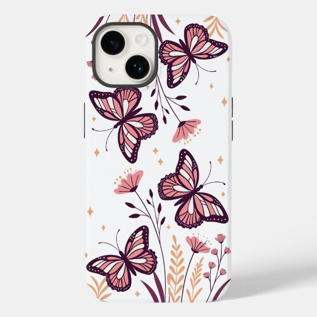 🌸 Butterfly Bloom Ästhetik - Dreamy Holographic Case-Mate iPhone 14 Hülle (Rückseite)
