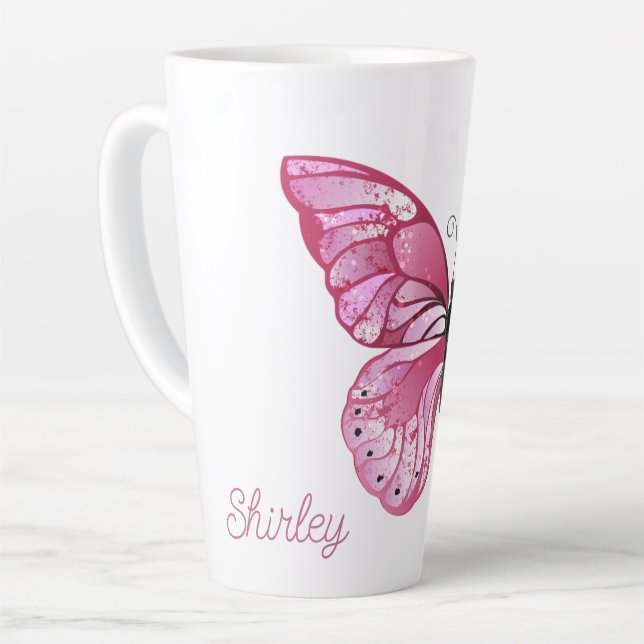 Butterfly Blossom Latte Tasse mit Individuelle Nam (Linke Ecke)