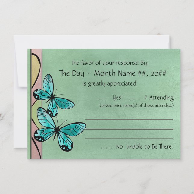 Butterfly Blue auf Smarald Green Einladung (Vorderseite)