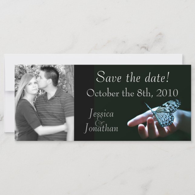 Butterfly Blue Black "Save the Date" Karten (Vorderseite)