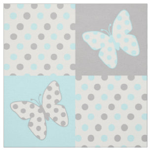 Butterfly Blue Gray Polka Dots Stoff