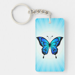 Butterfly Blue Insect Illustration-20284 T - Shirt Schlüsselanhänger