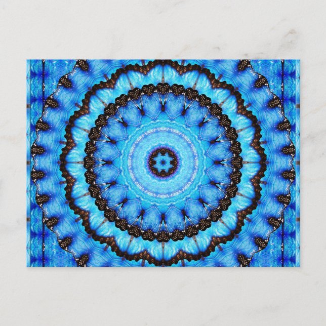 Butterfly Blue Mandala Postkarte (Vorderseite)