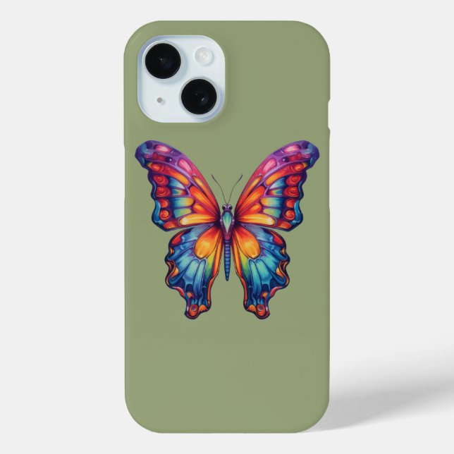 Butterfly Blue Orange Wings Case-Mate iPhone Hülle (Rückseite)