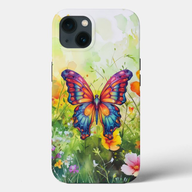 Butterfly Blue Orange Wings Case-Mate iPhone Hülle (Rückseite)